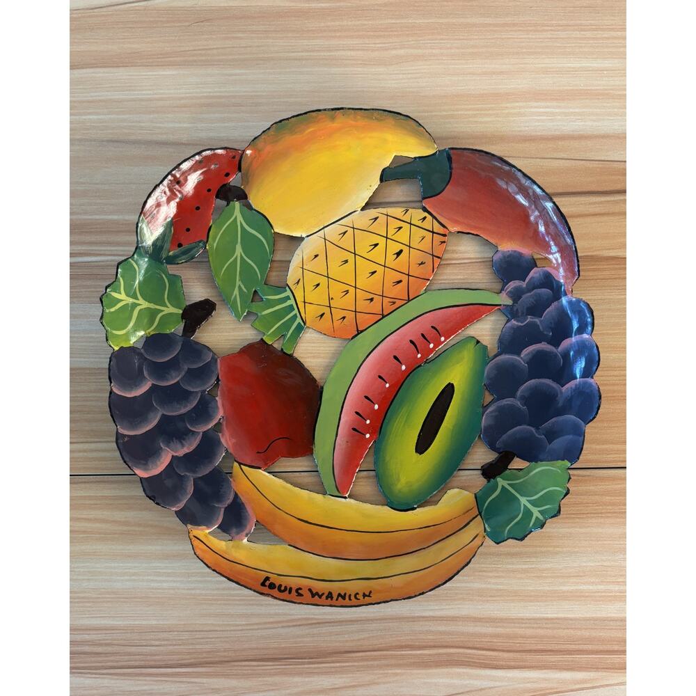 Vintage Metal Art Fruit Bowl Signed Louis Wanick